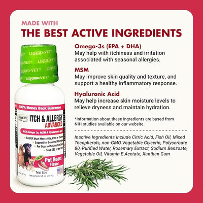 K9 Itch & Allergy Advanced Formula, AntiItch & Allergy Support with Omega3s Fish Oil, MSM, Vitamin E, and Hyaluronic Acid Dog Care Essentials for Dry, Sensitive Skin