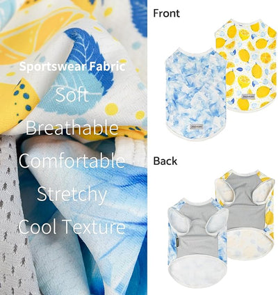 Fitwarm 2 Pack Ice Lemon UPF 50+ UV Sun Protection Dog Shirt, Lightweight Dog Cooling Vest, Quick Dry Summer Clothes for Small Dogs Boy Girl, Pet Outfit, Blue, Yellow, White, XXL