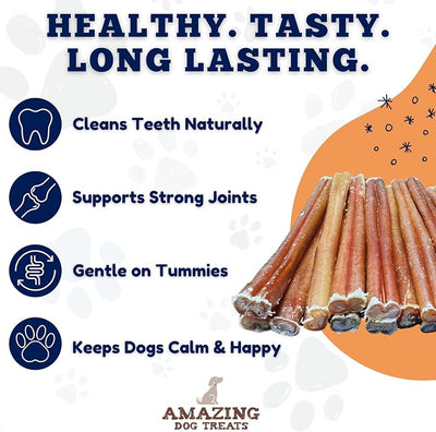 Amazing Dog Treats - Bully Sticks for Small Dogs (6 Inch Junior - 100 Count) - Premium Thin Bully Sticks for Dogs - High Protein, Grass Fed, Additive Free
