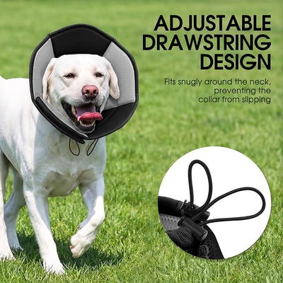 Dog Cones for Large Dogs, Soft Pet Cone Stop Licking After Surgery, Adjustable Pet E-Collar Alternative for Wound Healing, Black X-Large