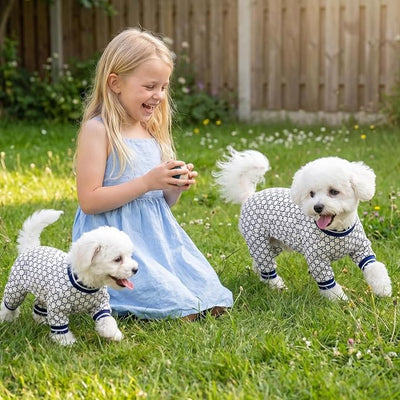 Dog Onesie & Pajamas for Small Medium Dogs, Ultra-Premium Pjs S | Vet-Approved Hypoallergenic 100% Organic Cotton, Soft Breathable & Won't Overheat, Gentler on Skin, Size S Pet: 4-6lbs