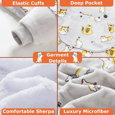 Venustas Heated Blanket Hoodie with Battery Pack, Unisex Oversized Sherpa Wearable Sweatshirt for Women & Men