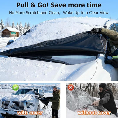 DMJN [2026 Upgraded] Car Windshield Cover for Ice and Snow, Windshield Snow Cover for Winter Snow & Frost, 700D Heavy-Duty, Suitable for Cars, SUVs, and Trucks-Large
