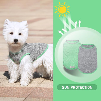 KYEESE 2Pack Dog Shirt, Lightweight Sun Protection Sleeveless Dog T Shirts for Large Dogs Boy, Breathable Pet Reflective Tank Top Summer Dogs Clothes for Outdoor Walking, Grey+Dark Green, 3XL