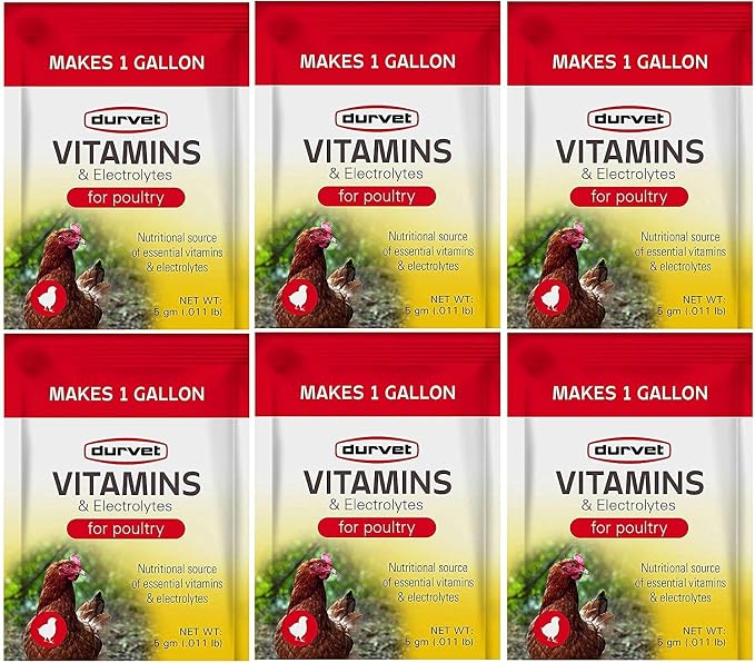 6 Pack of Vitamins and Electrolytes for Poultry, 5 Grams, Makes 6 Gallons