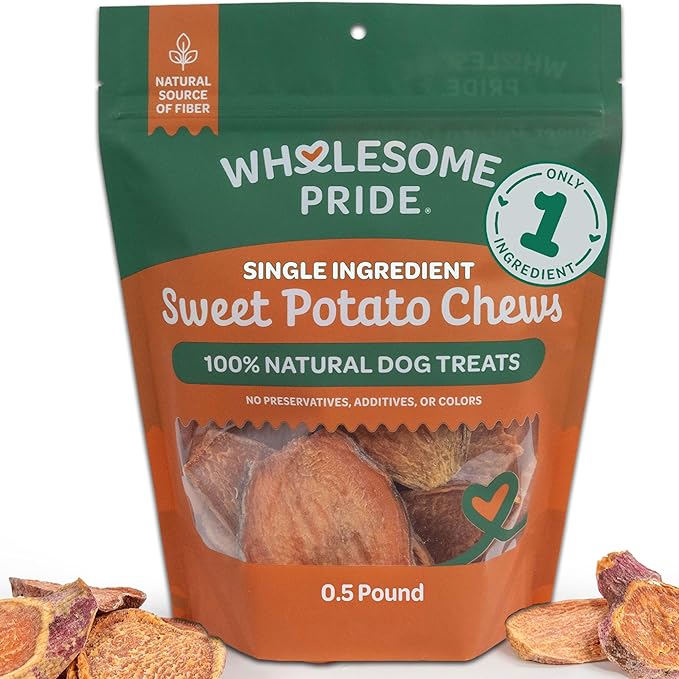 Healthy Sweet Potato Chews – Sensitive Stomach Dog Treats, No Preservatives, Single-Ingredient, No Grain, 8 oz
