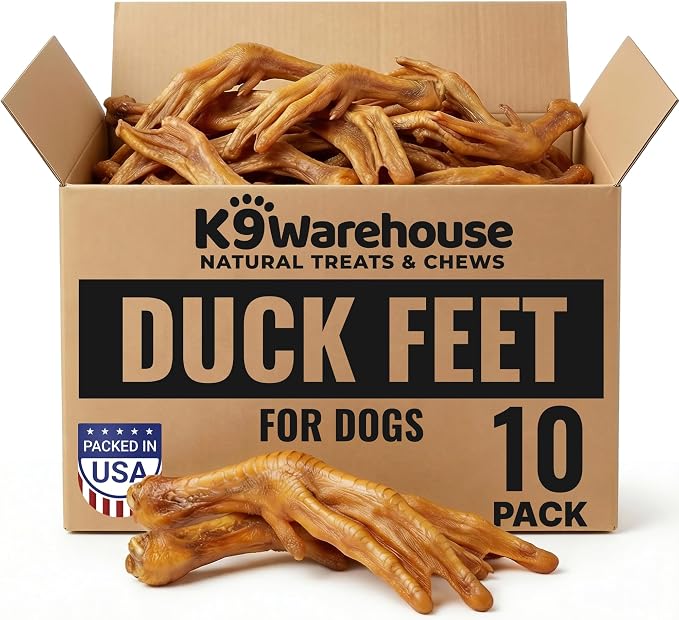 Duck Feet for Dogs – High Protein Dehydrated Dog Treats, Natural Crunchy Chews with Collagen, Glucosamine & Chondroitin for Joint & Hip Health, Dental Care, Small to Large Breeds (10 pcs)