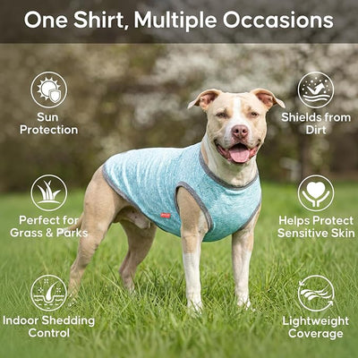 KYEESE 2Pack Dog Shirt, Lightweight Sun Protection Sleeveless Dog T Shirts for Small Dogs Boy, Breathable Puppy Reflective Tank Top Summer Dogs Clothes for Outdoor Walking, Grey+Sky Blue, S