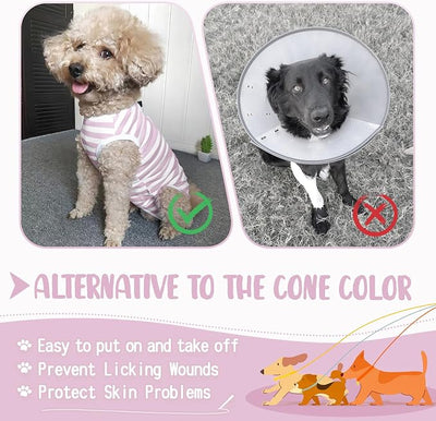 Dog's Recovery Suit Post Surgery Shirt for Puppy, Small Dog Surgical Recovery Suit for Female Male Dogs, Dog Onesie Protect Surgical Wound(Purple White Stripe-s)