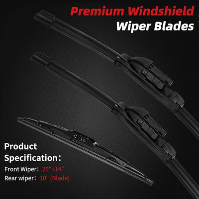 OTUAYAUTO 26"+14"+10" Windshield Wipers - Replacement for Chevrolet Trax 2015-2023, Buick Encore 2013-2022, Opel Mokka 2012-2020 Rear and Front Wiper Blades Top Lock (Pack of 3)