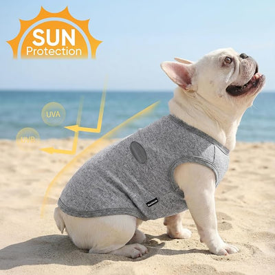 3 Pack Lightweight Sun Protection Dog Shirt Breathable Sleeveless Dog T Shirts Extra Soft Top Tank Dog Clothes for Outdoor Activities (Dark Gray + Sky Blue + Lake Blue, XX-Small)