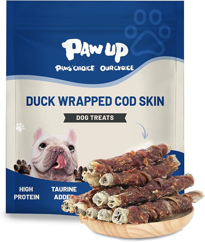 Duck Wrapped Cod Skin Rolls Dog Treats, Natural Fish Skin Chews with Real Duck, Rawhide-Free Dog Snacks for Small & Medium Dogs, 21 oz