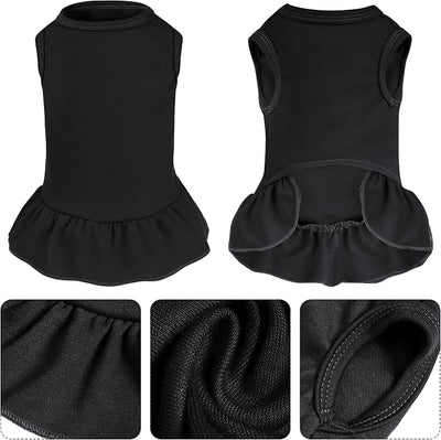 Dog Dresses Cat Skirt Solid Color Dog Clothes Summer Sleeveless Puppy Girl Clothes for Small Pet Dogs Cats (Black, Large)