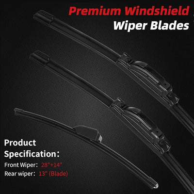 OTUAYAUTO Premium Windshield Wiper Blades Replacement for Hyundai Elantra 2011-2016, Elantra GT 2013-2017, All-Weather Performance, Front and Rear Wipers U/J Hook 28"+14"+13" (Pack of 3)