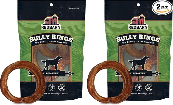 Pet Products All-Natural 4" Bully Stick Rings for Dogs - Premium Grain-Free & Rawhide-Free Single Ingredient Long Lasting Low Odor Dental Treat for Chewers - 3 Count (Pack of 2)