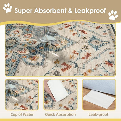 SCLOSE Washable Pee Pads for Dogs Large 2 Pack, 48" x 48" Reusable Puppy Pads Waterproof Dog Rugs, Super Absorbent, Leakproof, Dog Crate Pad, Playpen Mat, Whelping Pads, White Medallion