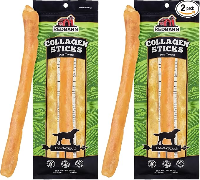 Pet Products All-Natural Large 12" Beef Collagen Sticks for Dogs-Long Lasting Low-Odor Alternative to Traditional Rawhide&Bully Sticks-Supports Healthy Joints,Skin,&Coat-,3 Count (Pack of 2)