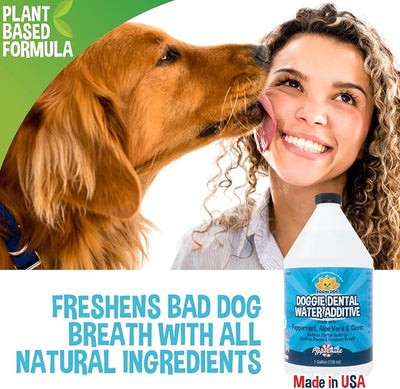 Bodhi Dog Peppermint Dental Water Additive for Dogs & Puppies - Freshens Breath, Reduces Tartar, Promotes Healthy Gums - Oral Care for Teeth & Breath - Supports Clean Mouth - Made in USA (128 Fl Oz)