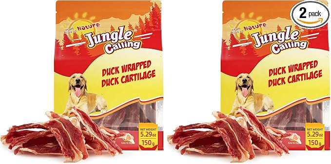 Jungle Calling Duck Wrapped Bones Dog Treats, Made with Real Meat & Cartilage, Rawhide Free Dogs Snacks,Healthy, Easily Digestible, and High Protein Chews Bone Treat, About 21 Count (Pack of 2)