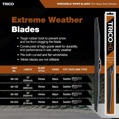 Trico 66-130 66 Series Heavy Duty Winter Wiper Blade for Curved or Flat Windshields, 13" (Pack of 1)