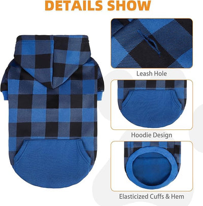 Plaid Dog Hoodie Pet Clothes Sweaters with Hat