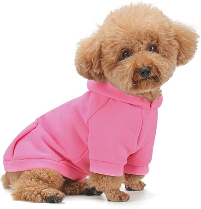 Winter Dog Hoodie with Pockets - Solid Color Polycotton Sweatshirt for Small, Medium, and Large Dogs - Soft, Warm, Cozy Pet Clothing for Cold Weather - Ideal for Outdoor Walks.Pink-L
