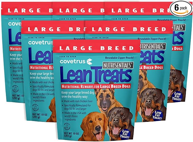 Nutrisential Lean Treats for Large Dogs - Soft Dog Treats for Large Dogs - Nutritional Low Fat Bite Size K9 Treats - Chicken Flavor - 10oz - 6 Pack