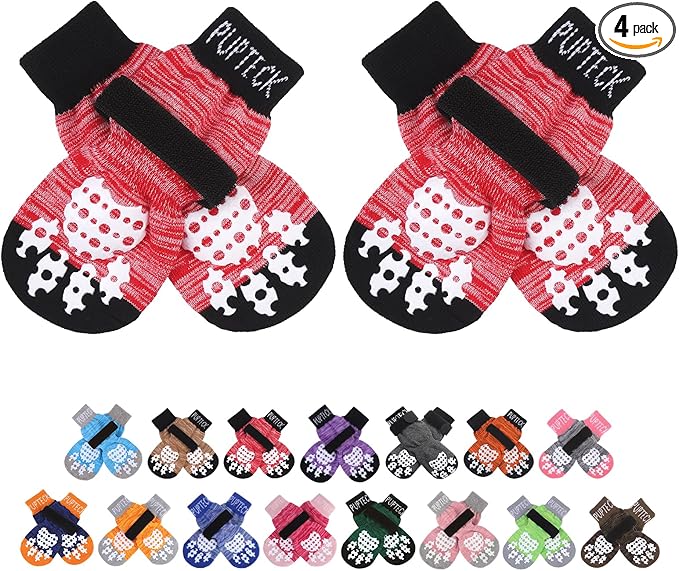 Anti-Slip Dog Socks with Double Sides Grips for Small Medium Large Dogs Hardwood Floors Prevents Licking, Dog Shoes for Hot Pavement Traction Control Paw Protector for Senior Dogs