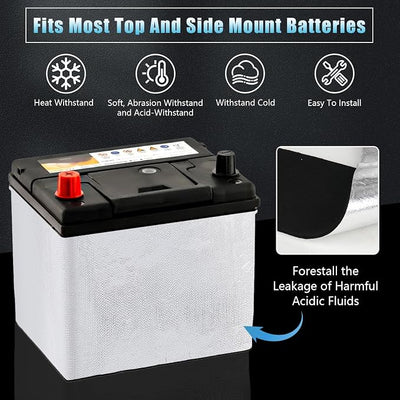 Battery Insulation Kit, Car Battery Insulation Blanket ,Car Battery Wrap for Cold Weather, ‌Preserve Against Radiant Heat, Acid Neutralization, and Easy Installation, 40"x7" (Thickness 3mm, 2)