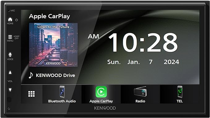 KENWOOD DMX4710S Digital Car Stereo (50W x 6-Ch), Wired Apple CarPlay & Android Auto, Bluetooth-Enabled Head Unit with 6.8" LCD Display, Single DIN Touchscreen Car Stereo with USB Mirroring