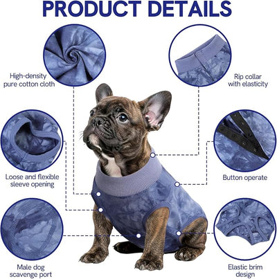 SAWMONG Recovery Suit for Dogs Female Male, Cotton Breathable Dog Onesie After Surgery Spay Neuter, Professional Pet Surgical Suit, Substitute E-Collar Cone (Tie-dye Blue, XL)