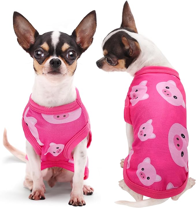 Adorable Pink Pig Dog Shirt: Lightweight Polyester Cartoon Puppy Vest, Small Medium & Large Dog T-Shirt, Summer Pet Clothes, Cute Dog Apparel, Breathable Dog Tank Top S