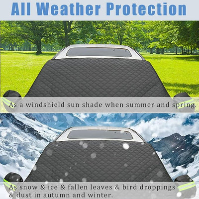 Car Snow Winshield Cover,Magnetic Windshield Cover for Snow,Sun Shade for Car Front Windsheild,Snow Cover with Hook and Strap,Fit for Large Sedan/Large SUV/Pickup/Truck/MPV(Black-65 x49