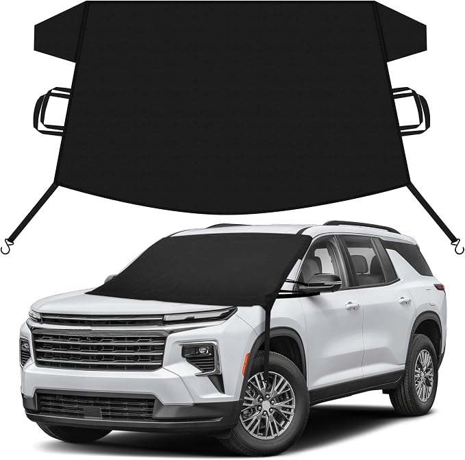 EcoNour Car Snow Cover Compatible for Chevrolet Traverse | Windshield Cover for Ice and Snow with S-Hook Straps | Heavy-Duty 600D Oxford Winter Car Cover, Waterproof & Anti-Slip