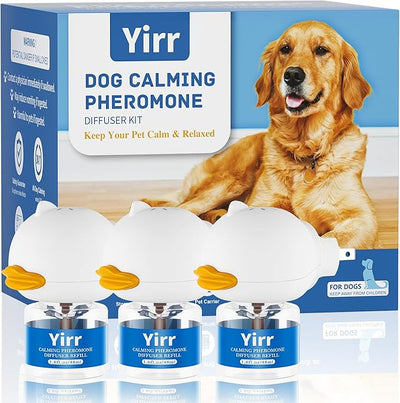 Dog Calming Diffuser, 6 in 1 Dog Pheromones Calming Diffuser, Relaxing Pheromone for Dogs Relief Stress Anxiety Reduce Aggression Barking, Help Train Dog to Pee, 3 Diffuser 3 Refill(48ml)