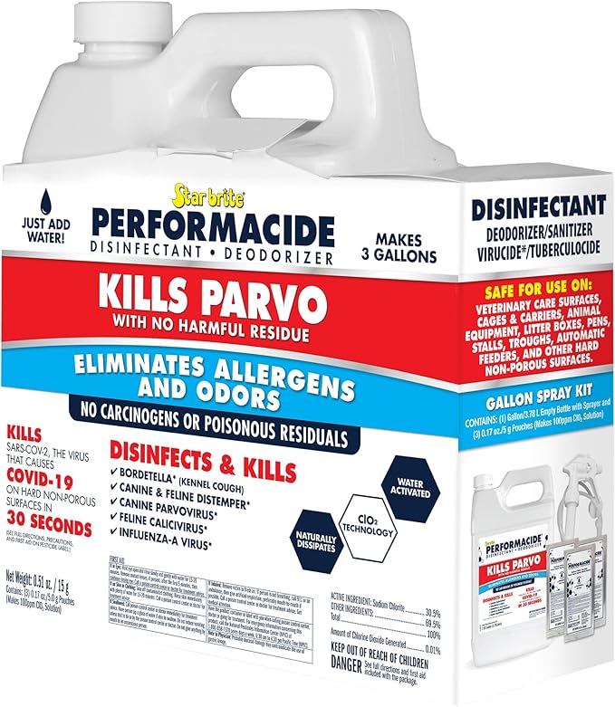Performacide 1 Gallon Kit – Kills Parvo Virus, Ideal for Veterinary Hospitals & Kennels