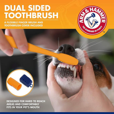 Arm & Hammer for Pets Tartar Control Dog Dental Care Kit, Banana Mint Flavor Toothpaste with Baking Soda, Double-Sided Toothbrush and Finger Brush Included, 2.5 Oz, 3-Piece
