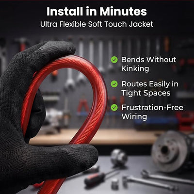 GEARit 8 Gauge Wire Kit, 8 AWG Amp Wiring Kit CCA Battery Cable 25 ft Black/Red, with Crimper, Cutter, Lugs & Heat Shrink