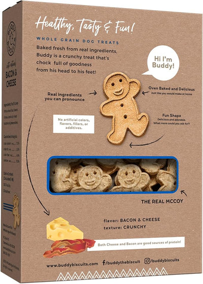 Buddy Biscuits Crunchy Dog Treats, Bacon & Cheese, 16 oz. Box