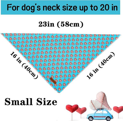 Unique style paws Valentine's Day Dog Bandanas Cotton Blue & Red Triangle Dog Scarfs for Small Medium Large & Boys Girls Dogs-S