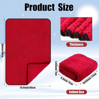 Tuanse 2 Pcs USB Heated Blanket 25"x 35" Heated Car Blanket 5V Portable USB Electric Throw 3 Heat Setting Electric Throw with Timer Temperature Controller for Car Winter Home Office(Red,Lambswool)