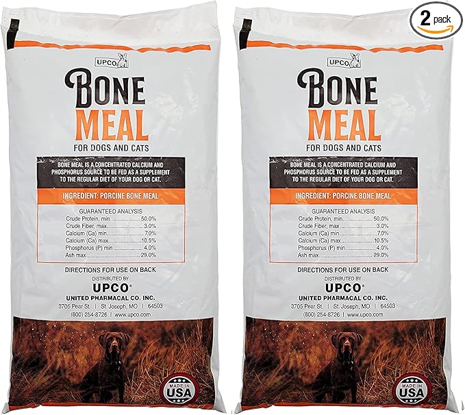 Bone Meal Steamed Powder for Dogs and Cats 2 Pack Total 2 Pounds from Upco Bone Meal Made in USA