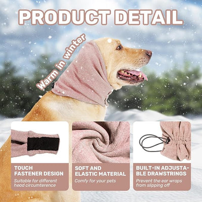 Dog Calming Hoodie, No Shake Ear Wraps for Dogs, Adjustable Dog Ear Muffs for Noise Protection, Ear Wrap Head Cover for Anxiety Relief & Hematoma (Dusty Rose, S(Head Circle:9.8"-14.9"))