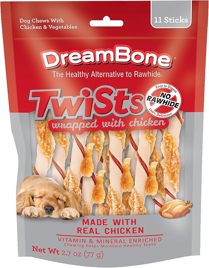 Twists Wrapped with Chicken, No-Rawhide Chews for Dogs, 11 Count