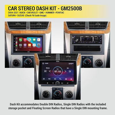 Scosche GM2500B Double DIN or Single DIN with Pocket Radio Installation Dash Kit Compatible with Select 2004-2021 GM Vehicles - Car Stereo Install Kit - See Fit Guide in Images to Verify Your Vehicle