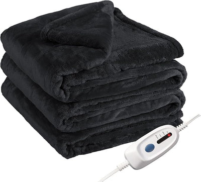 Eydna Electric Heated Blanket Full Size 72"x84",Fast Heating Throw, Soft Plush Microplush for Bed & Couch, 10 Hours Auto Off & 4 Heating Levels, Machine Washable, Gifts for Womens & Family-Black