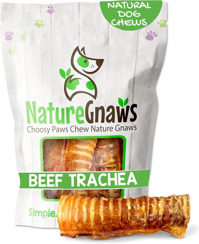 Beef Trachea Chews for Dogs 6" (6 Count) - Long Lasting Natural Crunchy Dog Chew Bones - Rawhide Free
