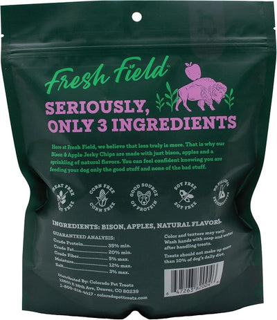 Fresh Field Bison & Apple Jerky Chips, 14 oz and Colorado Naturals Lamb Jerky Chips Dog Treats, 6 oz – All-Natural Dog Treats, USA Made, Ideal for Picky or Allergy-Prone Pets
