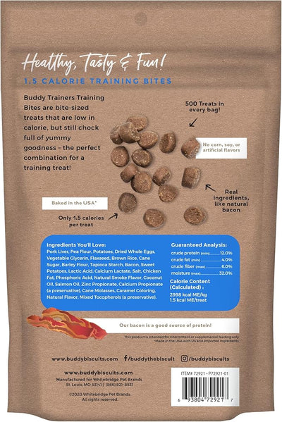 Buddy Biscuits Trainers Training Bites Soft & Chewy Dog Treats, Bacon, 10 oz. Pouch (Pack of 2)