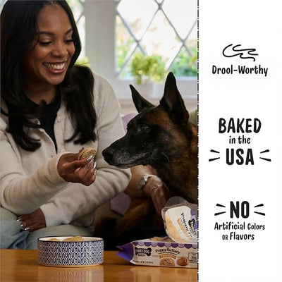 Three Dog Bakery Peanut Butter Lovers Dog Treats, Crunchy Sandwich Cookies for Dogs with Creamy Peanut Butter Filling, 28.8 oz